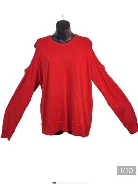 Michael Kors Women's Red Cold Shoulder Top Sweater Size XL NWT